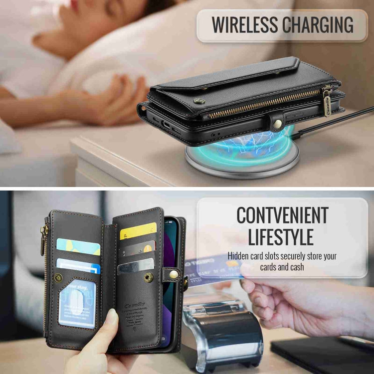CaseMe C36 Card Slots Zipper Wallet RFID Anti-theft Leather Phone Case, For iPhone 13, For iPhone 13 mini, For iPhone 12, For iPhone 12 Pro Max