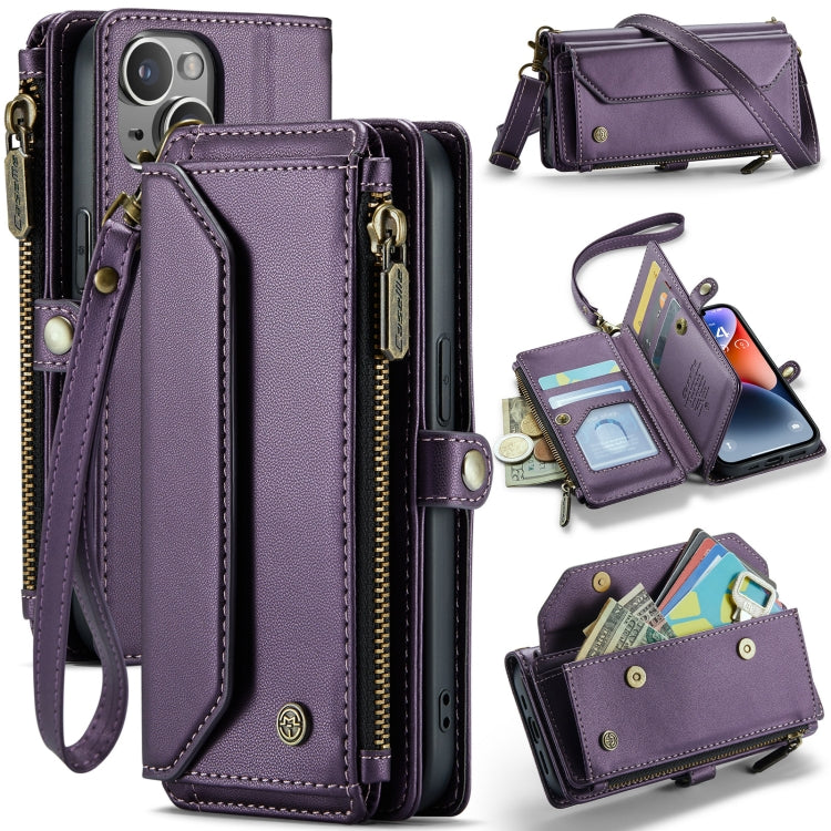 CaseMe C36 Card Slots Zipper Wallet RFID Anti-theft Leather Phone Case, For iPhone 14 Plus, For iPhone 14, For iPhone 14 Pro, For iPhone 14 Pro Max
