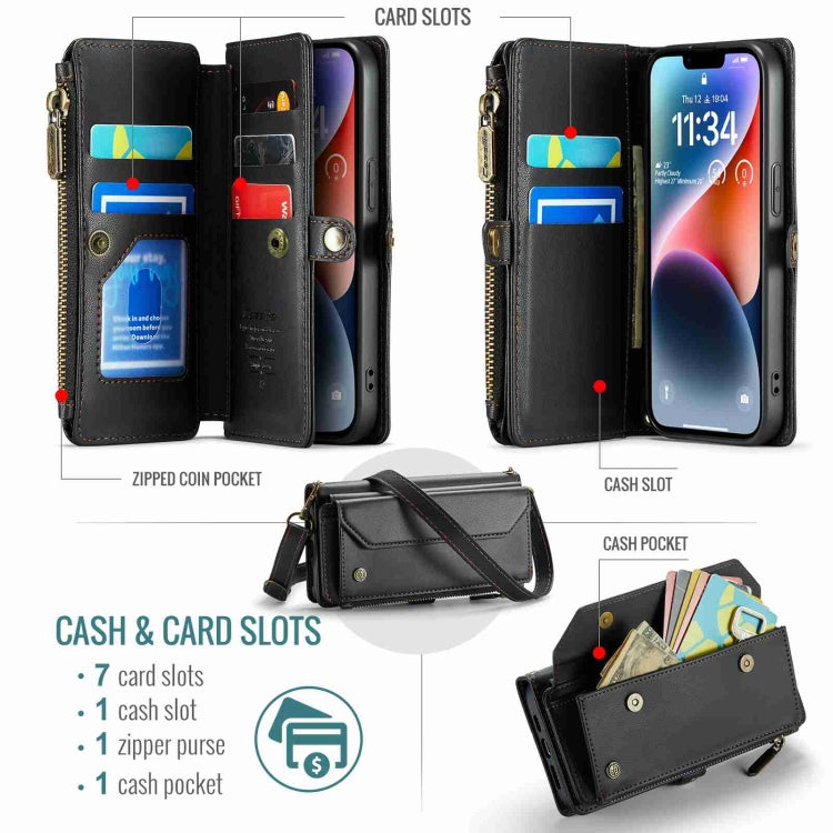 CaseMe C36 Card Slots Zipper Wallet RFID Anti-theft Leather Phone Case, For iPhone 14 Plus, For iPhone 14, For iPhone 14 Pro, For iPhone 14 Pro Max