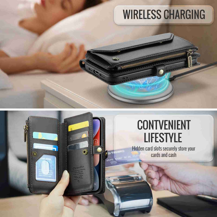 CaseMe C36 Card Slots Zipper Wallet RFID Anti-theft Leather Phone Case, For iPhone 14 Plus, For iPhone 14, For iPhone 14 Pro, For iPhone 14 Pro Max