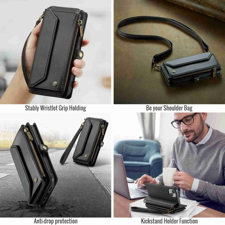 CaseMe C36 Card Slots Zipper Wallet RFID Anti-theft Leather Phone Case, For iPhone 14 Plus, For iPhone 14, For iPhone 14 Pro, For iPhone 14 Pro Max
