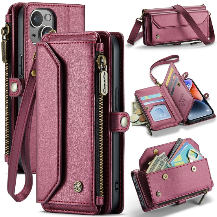 CaseMe C36 Card Slots Zipper Wallet RFID Anti-theft Leather Phone Case, For iPhone 14 Plus, For iPhone 14, For iPhone 14 Pro, For iPhone 14 Pro Max