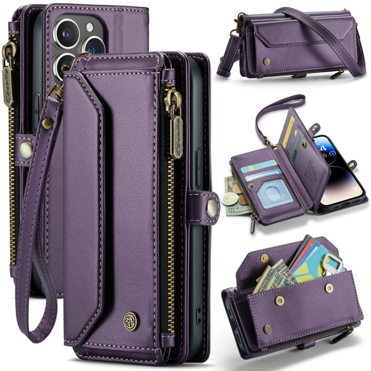 CaseMe C36 Card Slots Zipper Wallet RFID Anti-theft Leather Phone Case, For iPhone 14 Plus, For iPhone 14, For iPhone 14 Pro, For iPhone 14 Pro Max