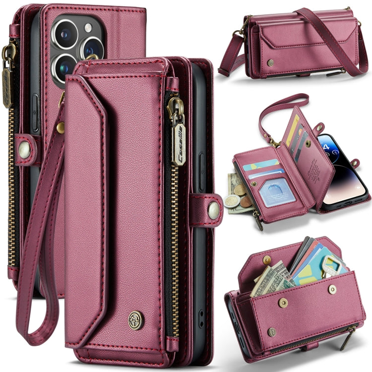 CaseMe C36 Card Slots Zipper Wallet RFID Anti-theft Leather Phone Case, For iPhone 14 Plus, For iPhone 14, For iPhone 14 Pro, For iPhone 14 Pro Max