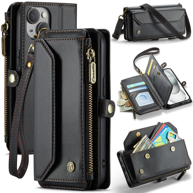 CaseMe C36 Card Slots Zipper Wallet RFID Anti-theft Leather Phone Case, For iPhone 15 Pro Max, For iPhone 15 Pro, For iPhone 15 Plus, For iPhone 15
