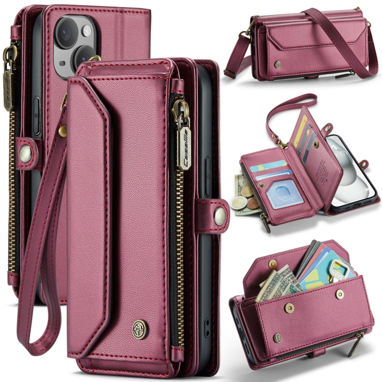 CaseMe C36 Card Slots Zipper Wallet RFID Anti-theft Leather Phone Case, For iPhone 15 Pro Max, For iPhone 15 Pro, For iPhone 15 Plus, For iPhone 15