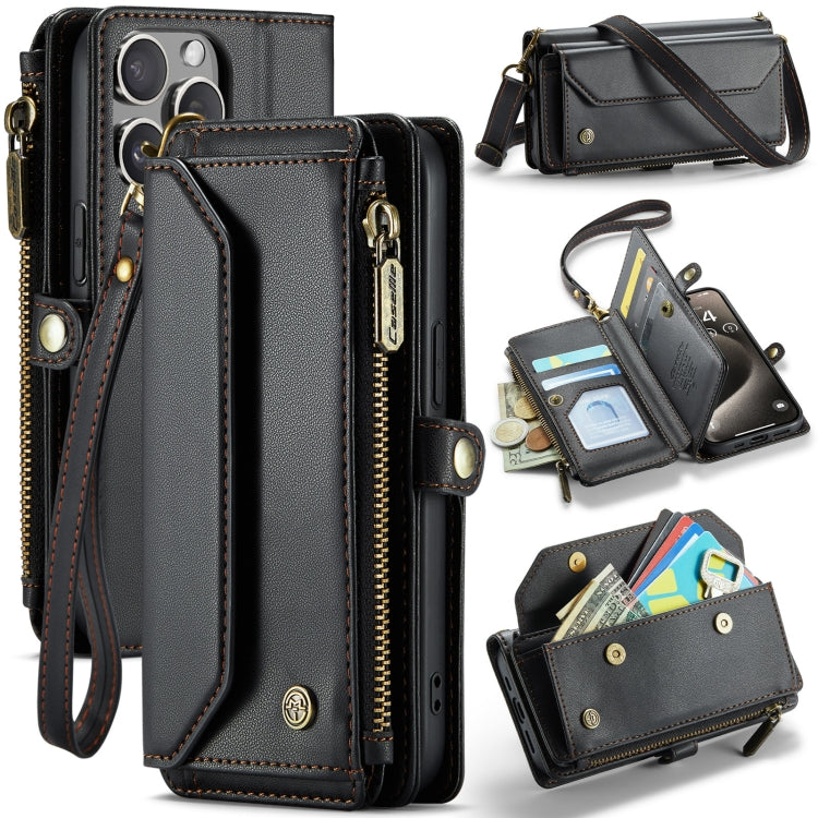 CaseMe C36 Card Slots Zipper Wallet RFID Anti-theft Leather Phone Case, For iPhone 15 Pro Max, For iPhone 15 Pro, For iPhone 15 Plus, For iPhone 15