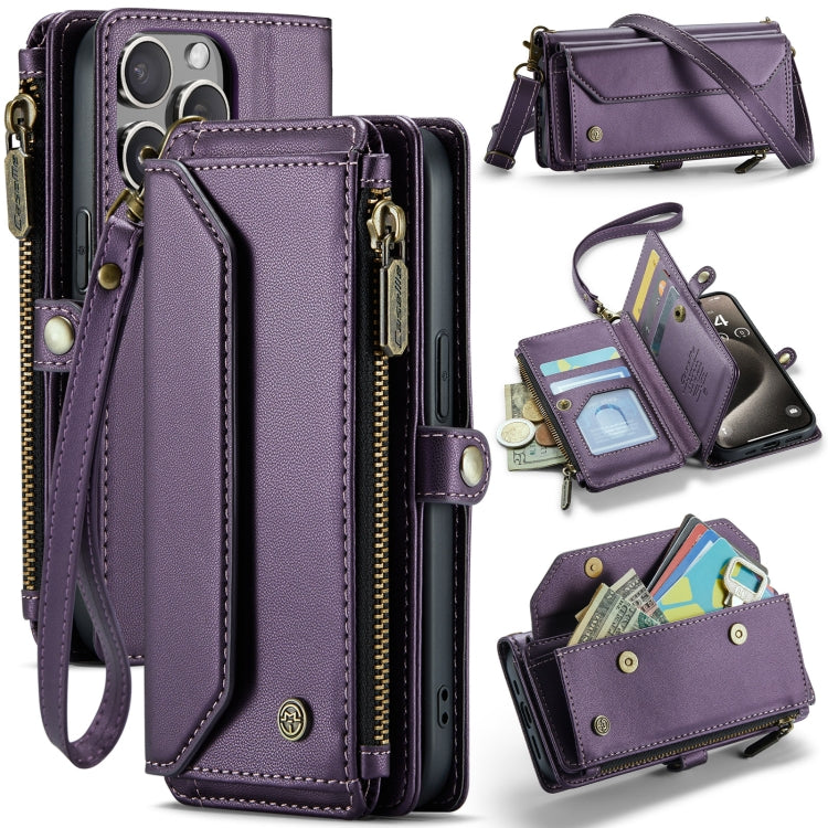 CaseMe C36 Card Slots Zipper Wallet RFID Anti-theft Leather Phone Case, For iPhone 15 Pro Max, For iPhone 15 Pro, For iPhone 15 Plus, For iPhone 15