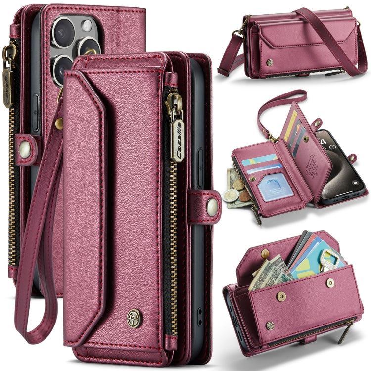 CaseMe C36 Card Slots Zipper Wallet RFID Anti-theft Leather Phone Case, For iPhone 15 Pro Max, For iPhone 15 Pro, For iPhone 15 Plus, For iPhone 15