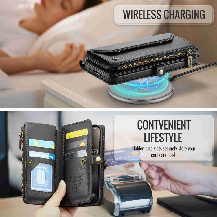 CaseMe C36 Card Slots Zipper Wallet RFID Anti-theft Leather Phone Case, For iPhone 15 Pro Max, For iPhone 15 Pro, For iPhone 15 Plus, For iPhone 15