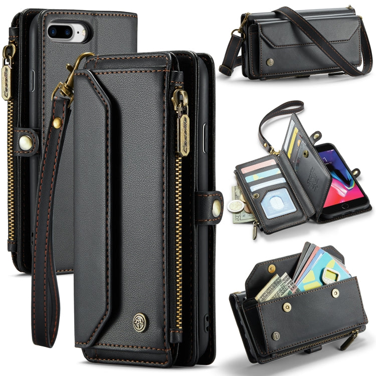 CaseMe C36 Card Slots Zipper Wallet RFID Anti-theft Leather Phone Case, For iPhone 8 Plus / 7 Plus / 6 Plus