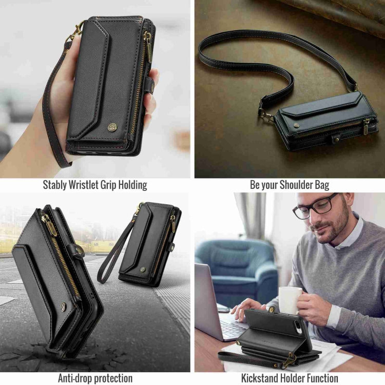 CaseMe C36 Card Slots Zipper Wallet RFID Anti-theft Leather Phone Case, For iPhone 8 Plus / 7 Plus / 6 Plus