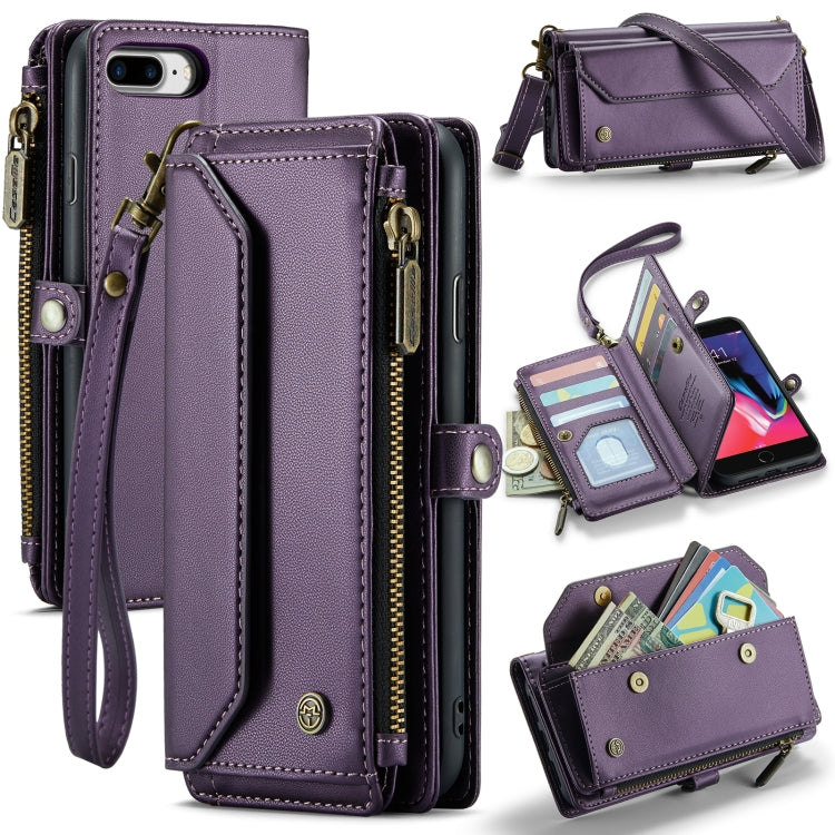CaseMe C36 Card Slots Zipper Wallet RFID Anti-theft Leather Phone Case, For iPhone 8 Plus / 7 Plus / 6 Plus