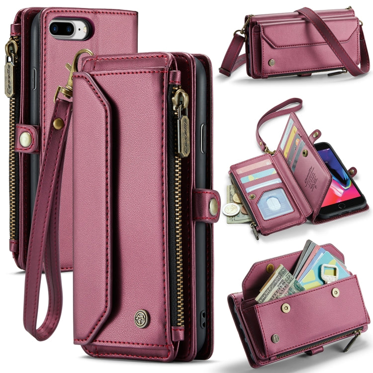 CaseMe C36 Card Slots Zipper Wallet RFID Anti-theft Leather Phone Case, For iPhone 8 Plus / 7 Plus / 6 Plus