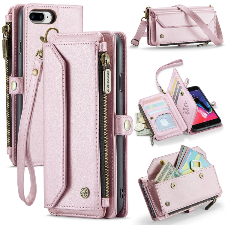 CaseMe C36 Card Slots Zipper Wallet RFID Anti-theft Leather Phone Case, For iPhone 8 Plus / 7 Plus / 6 Plus