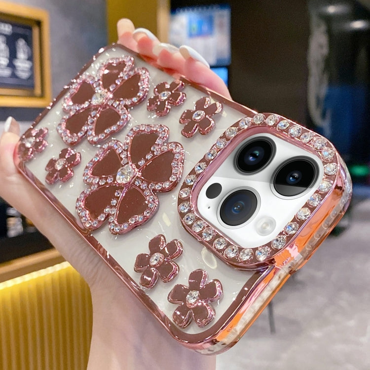 Electroplating Flower Diamond TPU Phone Case, For iPhone 15 Pro Max, For iPhone 15 Pro, For iPhone 15 Plus, For iPhone 15