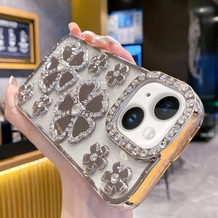 Electroplating Flower Diamond TPU Phone Case, For iPhone 15 Pro Max, For iPhone 15 Pro, For iPhone 15 Plus, For iPhone 15