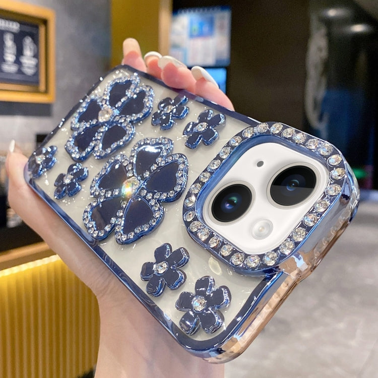Electroplating Flower Diamond TPU Phone Case, For iPhone 15 Pro Max, For iPhone 15 Pro, For iPhone 15 Plus, For iPhone 15
