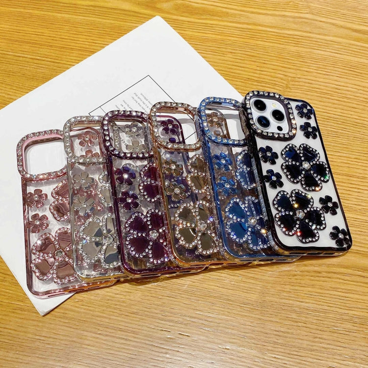 Electroplating Flower Diamond TPU Phone Case, For iPhone 12 Pro Max, For iPhone 12 Pro, For iPhone 11 Pro Max, For iPhone 11
