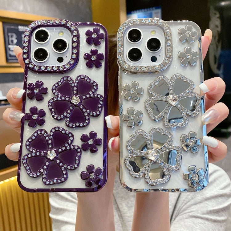 Electroplating Flower Diamond TPU Phone Case, For iPhone 14 Plus, For iPhone 14, For iPhone 14 Pro, For iPhone 14 Pro Max