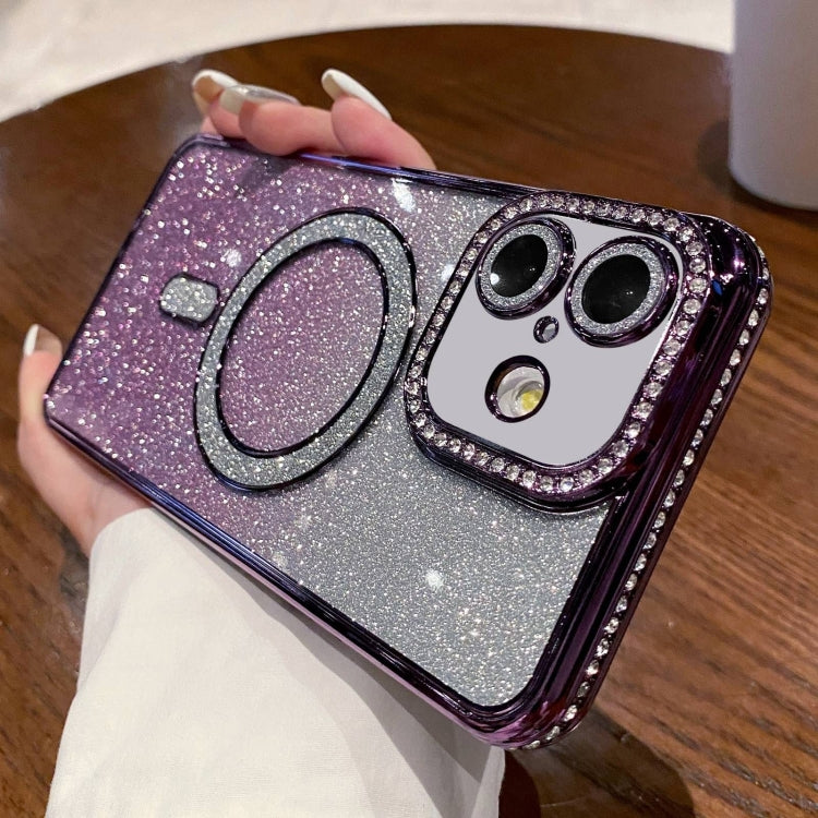 Diamond Gradient Glitter Plated MagSafe Phone Case, For iPhone 16 Pro Max, For iPhone 16 Pro, For iPhone 16 Plus, For iPhone 16