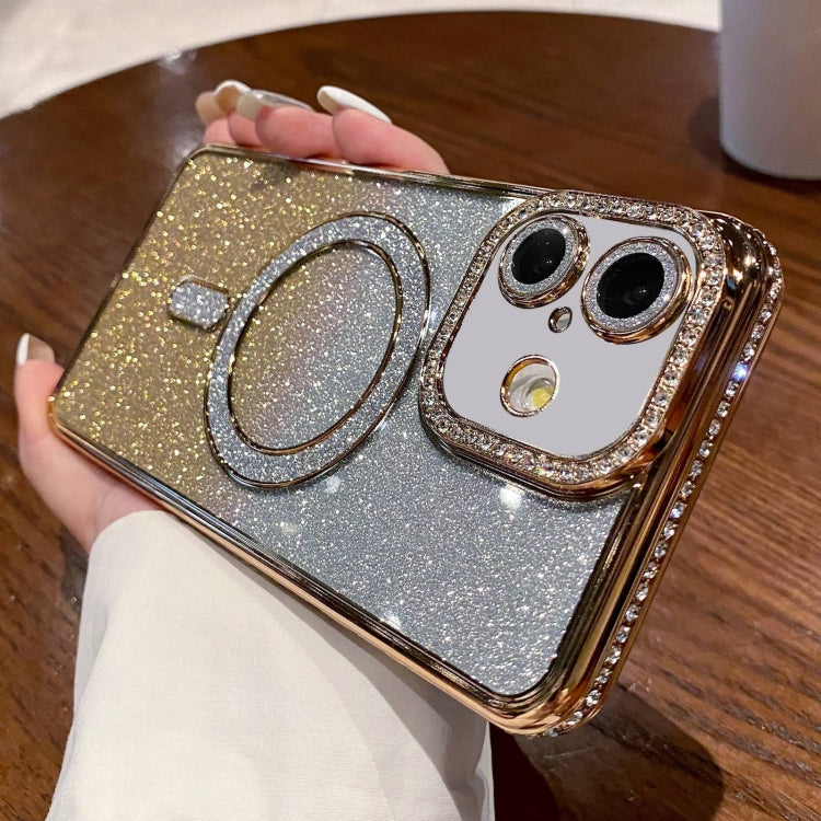 Diamond Gradient Glitter Plated MagSafe Phone Case, For iPhone 16 Pro Max, For iPhone 16 Pro, For iPhone 16 Plus, For iPhone 16