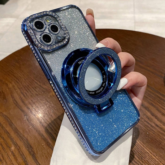 Gradient Glitter Diamond Plated Holder Magsafe Phone Case, For iPhone 15 Pro Max, For iPhone 15 Pro, For iPhone 15 Plus, For iPhone 15