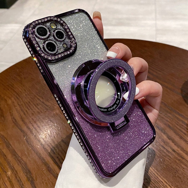 Gradient Glitter Diamond Plated Holder Magsafe Phone Case, For iPhone 15 Pro Max, For iPhone 15 Pro, For iPhone 15 Plus, For iPhone 15