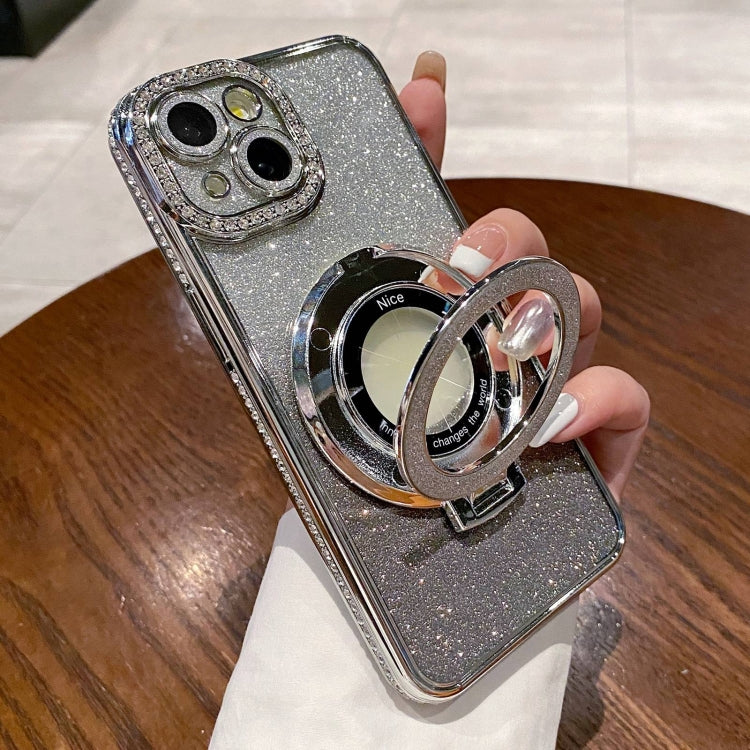 Gradient Glitter Diamond Plated Holder Magsafe Phone Case, For iPhone 15 Pro Max, For iPhone 15 Pro, For iPhone 15 Plus, For iPhone 15