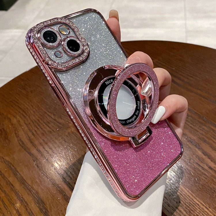 Gradient Glitter Diamond Plated Holder Magsafe Phone Case, For iPhone 14 Plus, For iPhone 14, For iPhone 14 Pro, For iPhone 14 Pro Max