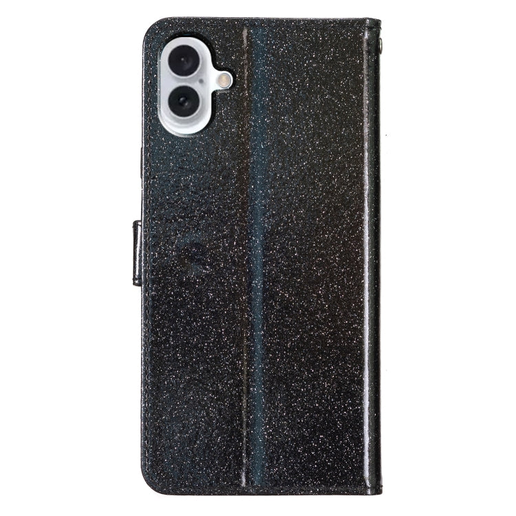 Glitter Powder Flip Leather Phone Case, For iPhone 16