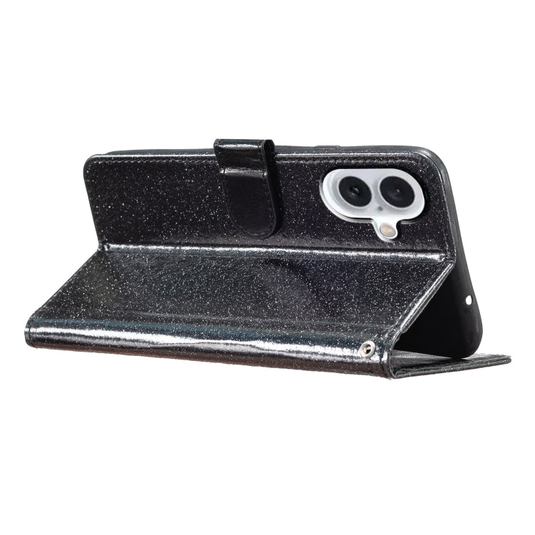 Glitter Powder Flip Leather Phone Case, For iPhone 16
