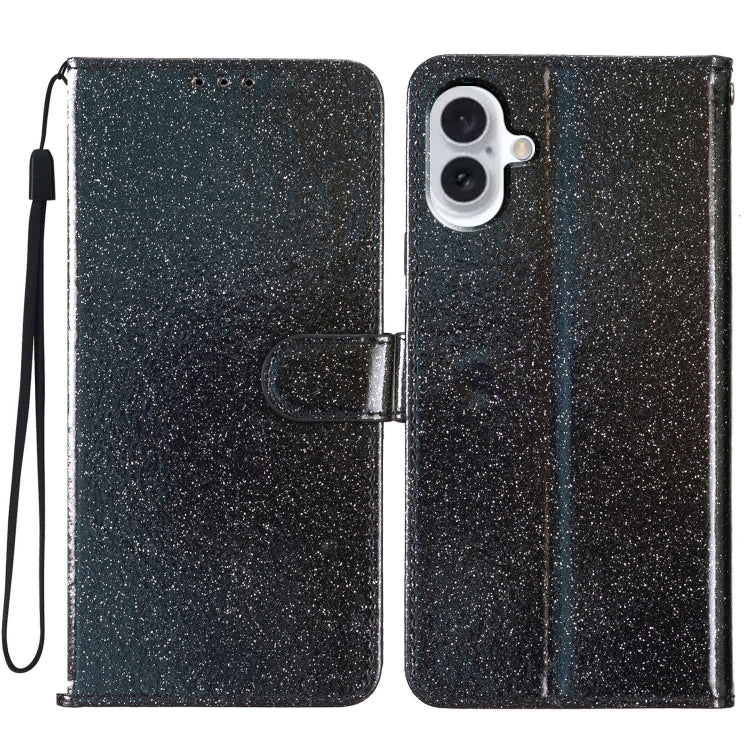 Glitter Powder Flip Leather Phone Case, For iPhone 16e, For iPhone 16 Pro Max, For iPhone 16 Pro, For iPhone 16 Plus