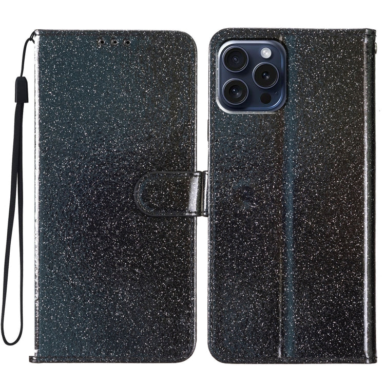 Glitter Powder Flip Leather Phone Case, For iPhone 16e, For iPhone 16 Pro Max, For iPhone 16 Pro, For iPhone 16 Plus