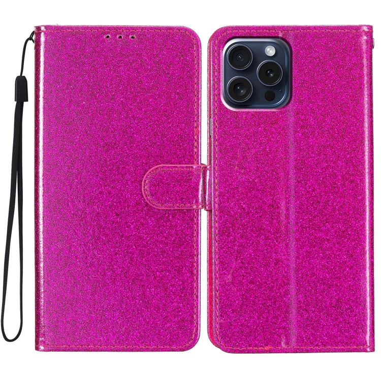 Glitter Powder Flip Leather Phone Case, For iPhone 16e, For iPhone 16 Pro Max, For iPhone 16 Pro, For iPhone 16 Plus