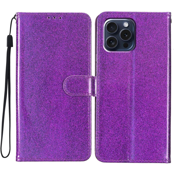 Glitter Powder Flip Leather Phone Case, For iPhone 16e, For iPhone 16 Pro Max, For iPhone 16 Pro, For iPhone 16 Plus
