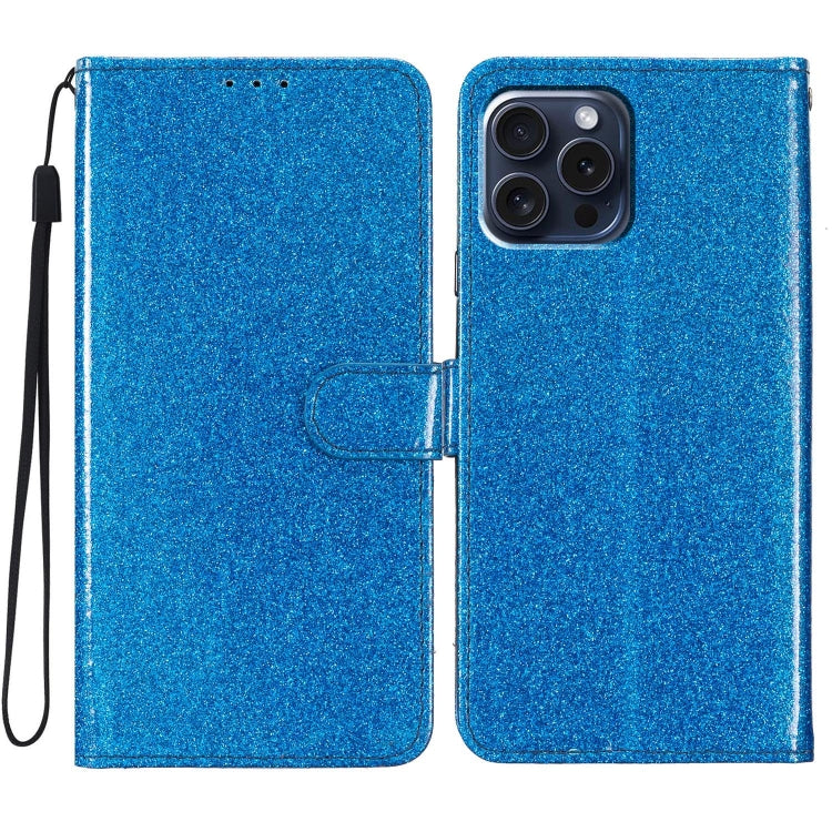 Glitter Powder Flip Leather Phone Case, For iPhone 16e, For iPhone 16 Pro Max, For iPhone 16 Pro, For iPhone 16 Plus