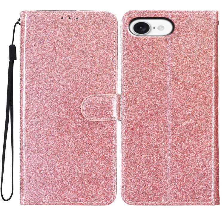 Glitter Powder Flip Leather Phone Case, For iPhone 16e, For iPhone 16 Pro Max, For iPhone 16 Pro, For iPhone 16 Plus