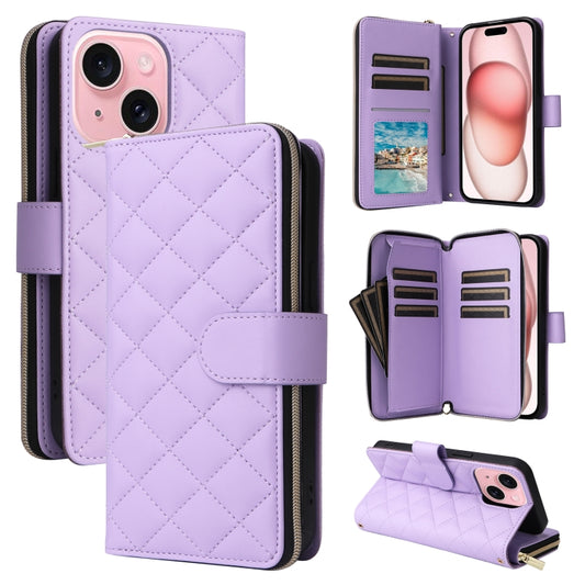 Crossbody Rhombic Zipper Tower Buckle Leather Phone Case with Lanyard, For iPhone 15, For iPhone 14 / 13, For iPhone 14 Pro, For iPhone 14 Pro Max