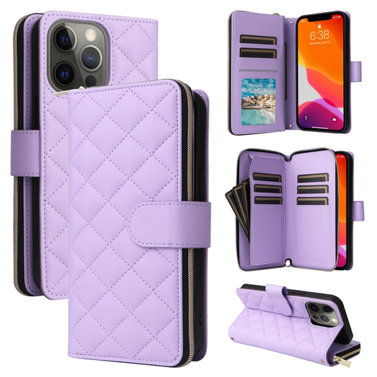 Crossbody Rhombic Zipper Tower Buckle Leather Phone Case with Lanyard, For iPhone 12 / 12 Pro, For iPhone 12 Pro Max, For iPhone 12 mini, For iPhone 11 Pro Max