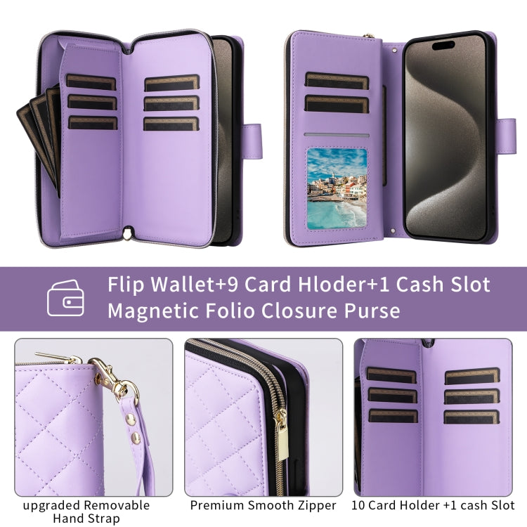 Crossbody Rhombic Zipper Tower Buckle Leather Phone Case with Lanyard, For iPhone 12 / 12 Pro, For iPhone 12 Pro Max, For iPhone 12 mini, For iPhone 11 Pro Max