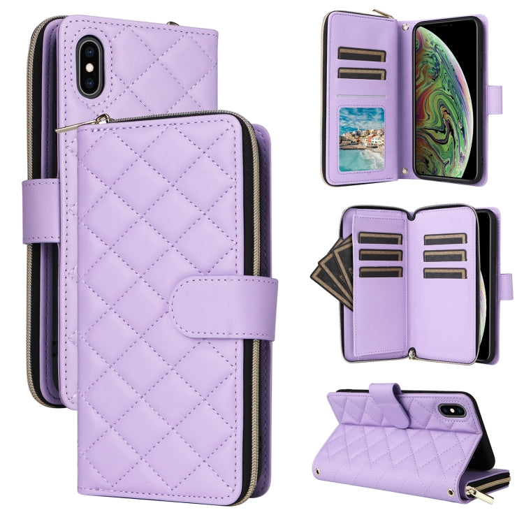 Crossbody Rhombic Zipper Tower Buckle Leather Phone Case with Lanyard, For iPhone XS Max, For iPhone 8 Plus / 7 Plus