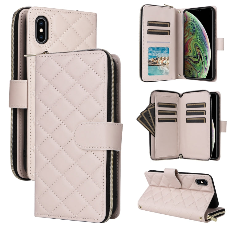 Crossbody Rhombic Zipper Tower Buckle Leather Phone Case with Lanyard, For iPhone XS Max, For iPhone 8 Plus / 7 Plus