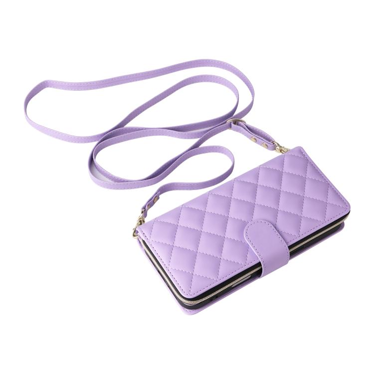 Crossbody Rhombic Zipper Tower Buckle Leather Phone Case with Lanyard, For iPhone 17e / 16e, For iPhone 17 Pro Max, For iPhone 17 Pro, For iPhone 17