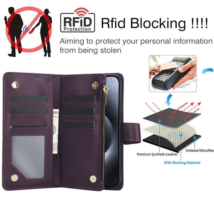 YM016 Rhombic Zipper Card Wallet Leather Phone Case with Lanyard, For iPhone XS Max, For iPhone 8 Plus / 7 Plus