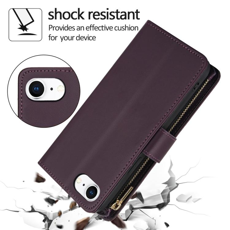 YM016 Rhombic Zipper Card Wallet Leather Phone Case with Lanyard, For iPhone 16e, For iPhone 16 Pro Max, For iPhone 16 Pro
