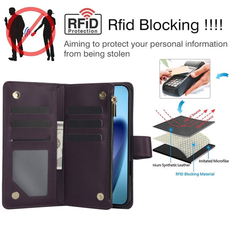 YM016 Rhombic Zipper Card Wallet Leather Phone Case with Lanyard, For iPhone 16 Plus, For iPhone 16, For iPhone 15 Pro Max