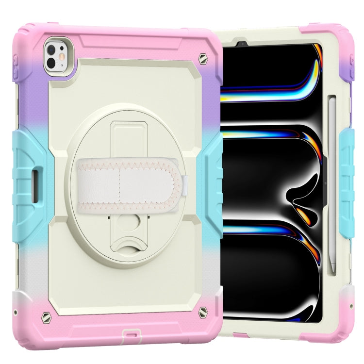 Turntable Holder Silicone Hybrid PC Tablet Case with Shoulder Strap, For iPad Pro 13 2024