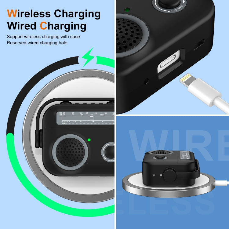 Radio Style Wireless Bluetooth Earphones Shockproof Protective Case, For AirPods 2 / 1