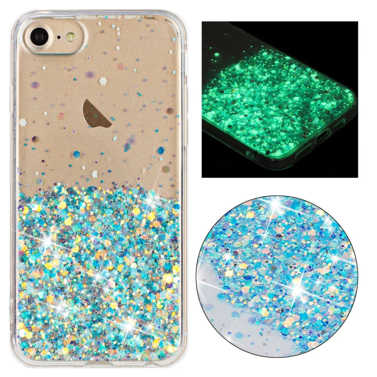 Transparent Frame Noctilucent Glitter Powder TPU Phone Case, For iPhone 8 / 7